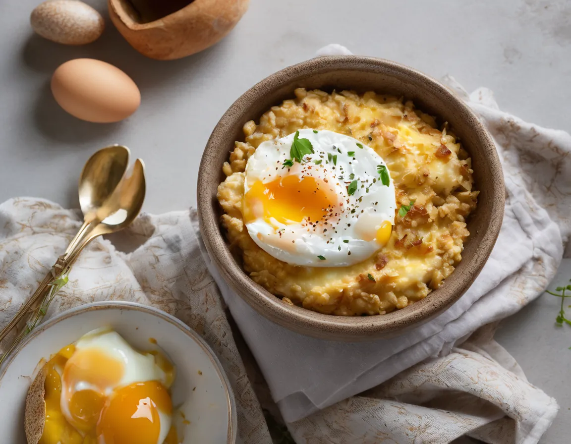 Avena con Batata al Horno y Huevo Pochado Adaptado para Resistencia a la Insulina