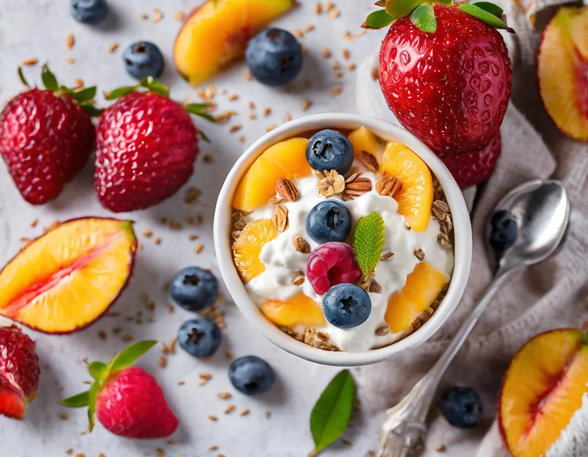 Avena Cremosa con Yogur y Frutas Tropicales