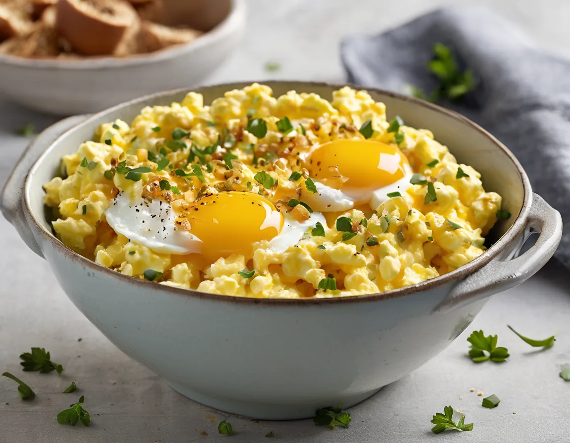 Bol de Huevos Revueltos con Alto Contenido de Fibra para el Desayuno