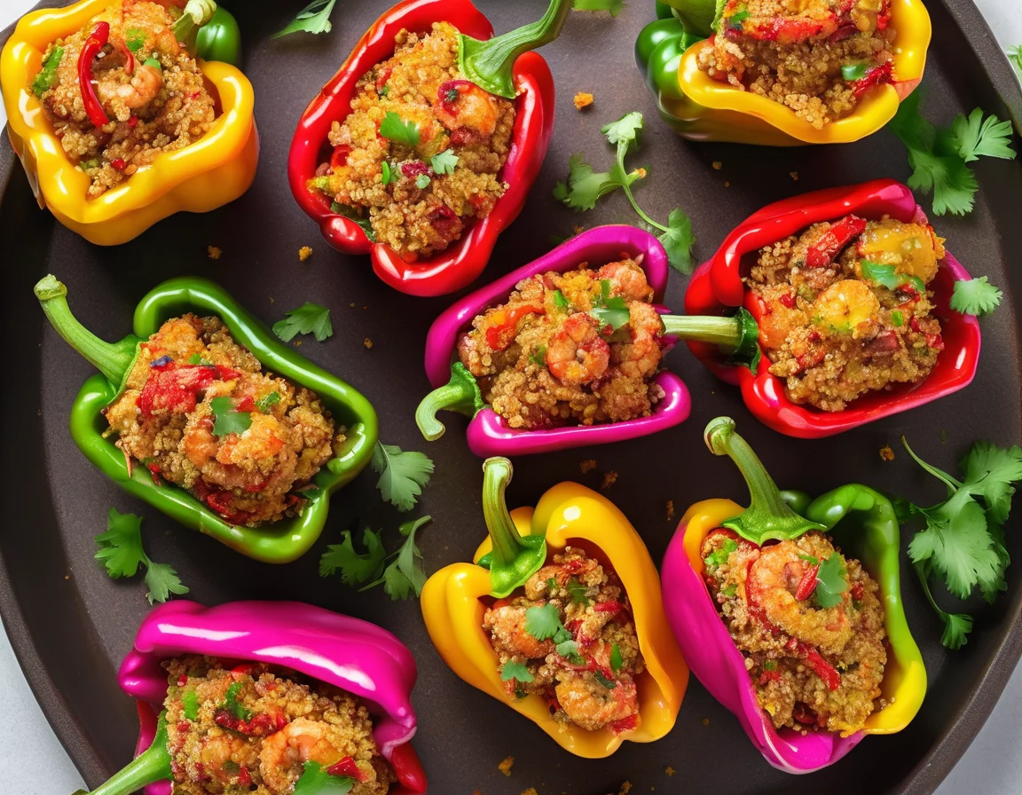 Gambas al Ajillo con Pimientos Asados y Quinoa