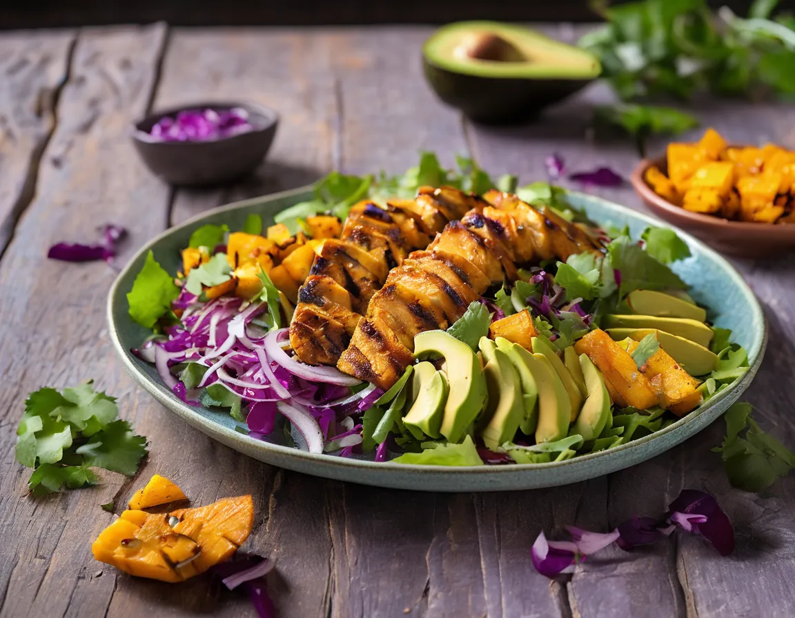 Calabaza Asada con Pollo y Ensalada de Aguacate