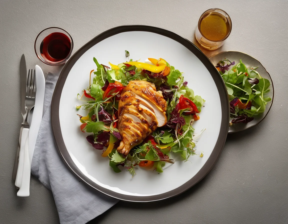 Suprema de Pollo con Pimientos Confitados y Ensalada Verde