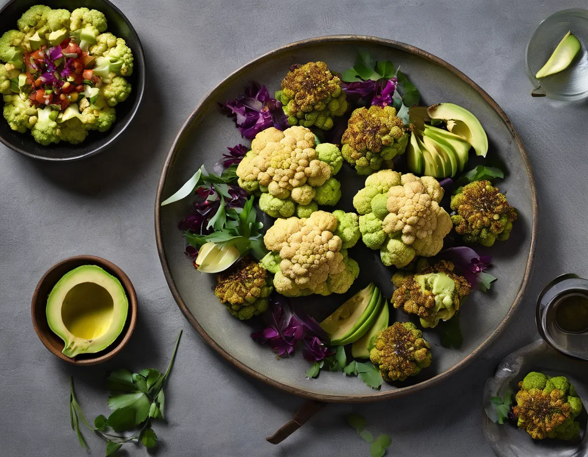 Coliflor Asada con Especias Latinas y Salsa de Aguacate