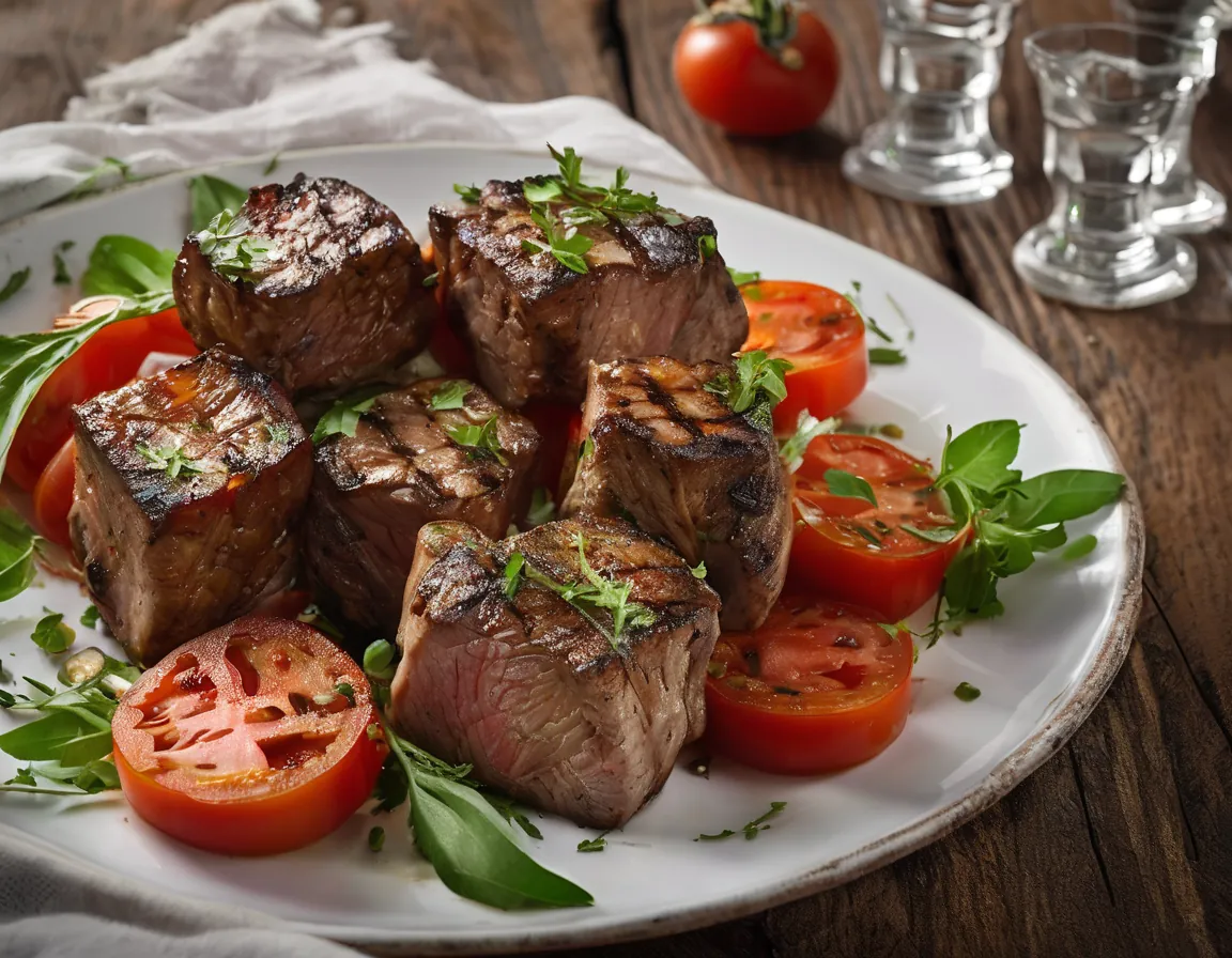 Cordero a la Parrilla con Ensalada de Tomate y Hierbas