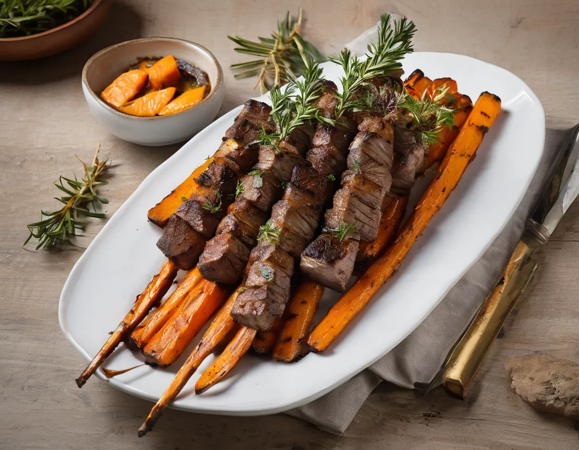 Cordero a la Parrilla con Zanahorias Asadas al Romero