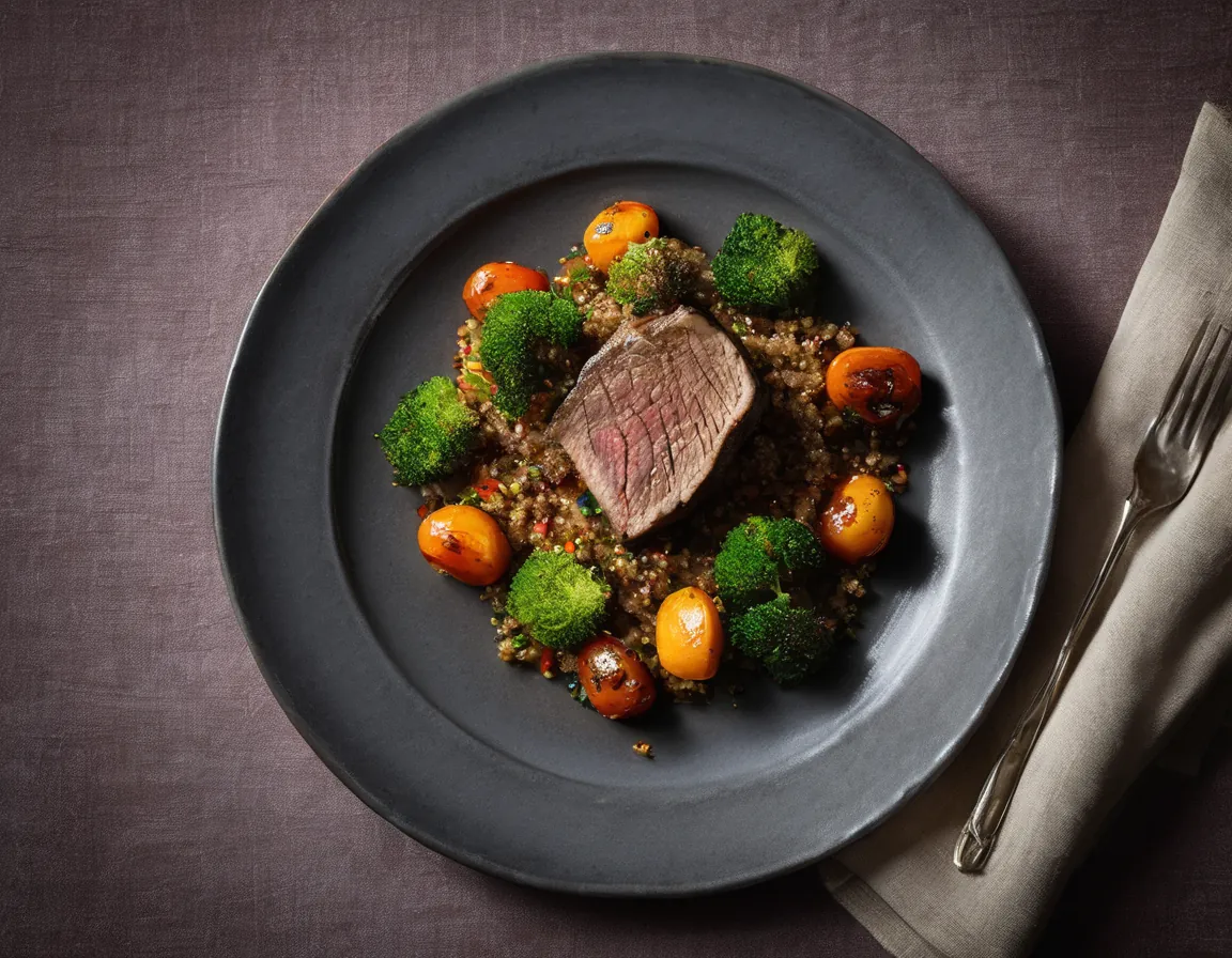 Cordero al Horno con Quinoa y Verduras Asadas