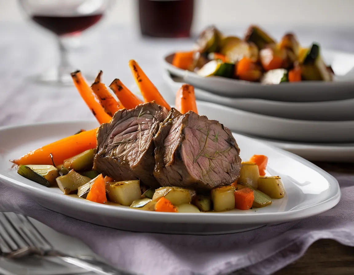 Cordero al Horno con Verduras Suaves