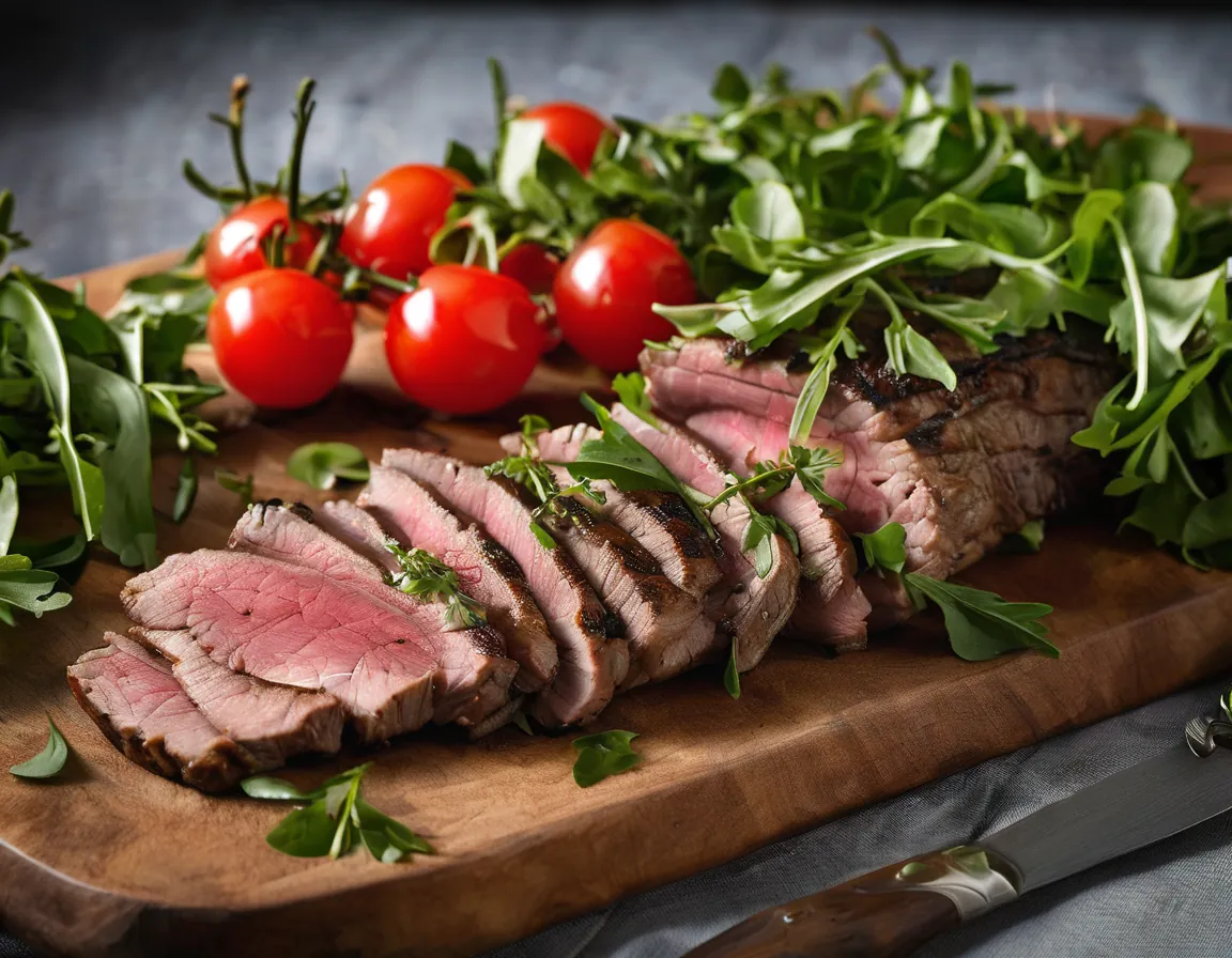 Cordero Asado con Ensalada de Rúcula y Limón