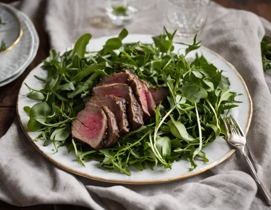 Cordero Asado con Ensalada de Rúcula y Limón