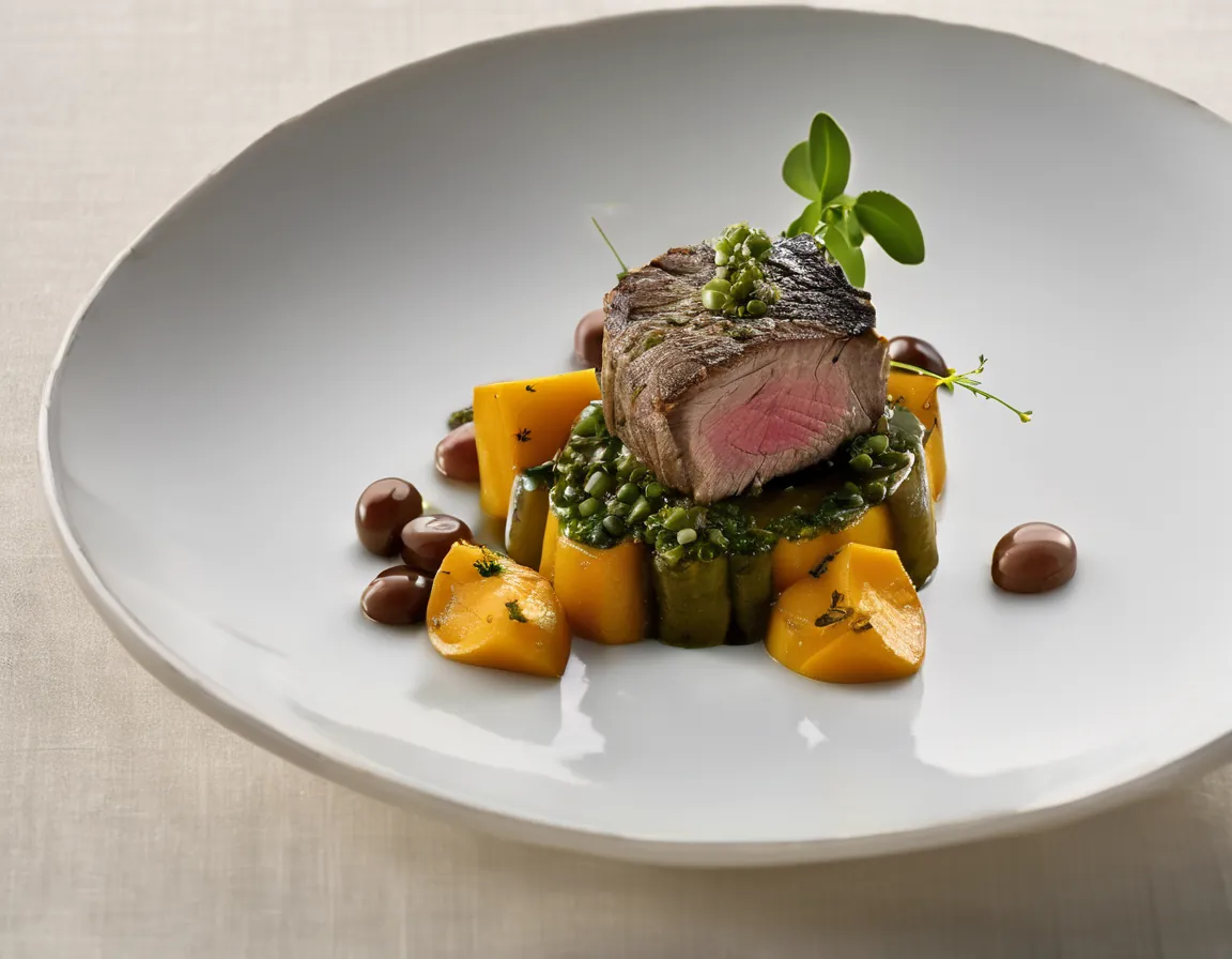 Cordero Asado con Judías Verdes y Calabaza