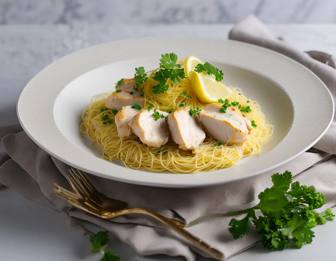 Pollo al Limón con Pasta Blanca Mediterránea