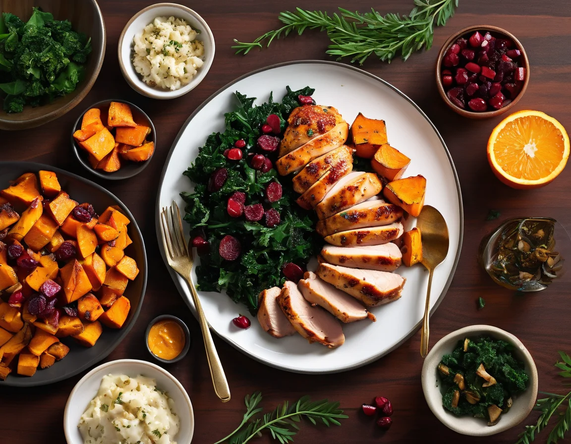 Pollo al Romero con Puré de Boniato y Espinacas