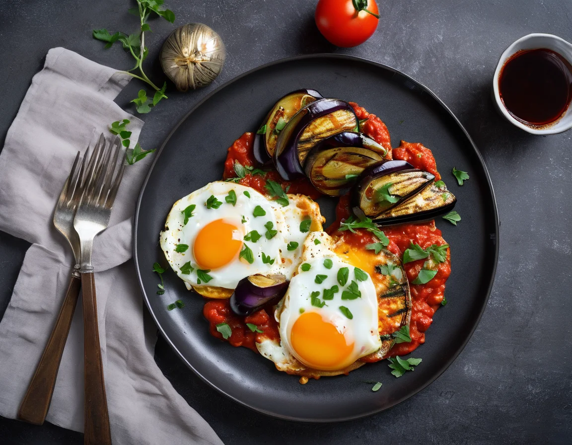 Huevos en Sartén con Berenjenas a la Parrilla y Salsa de Tomate FODMAP