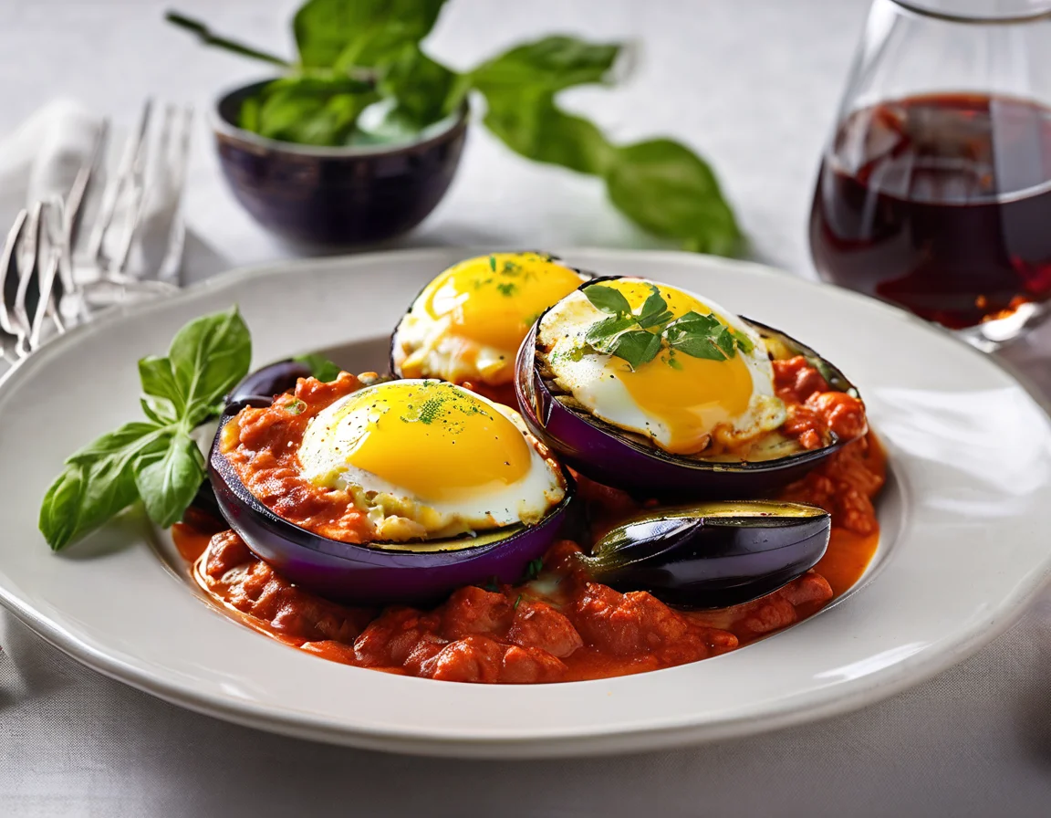 Huevos en el Purgatorio con Berenjenas a la Parrilla