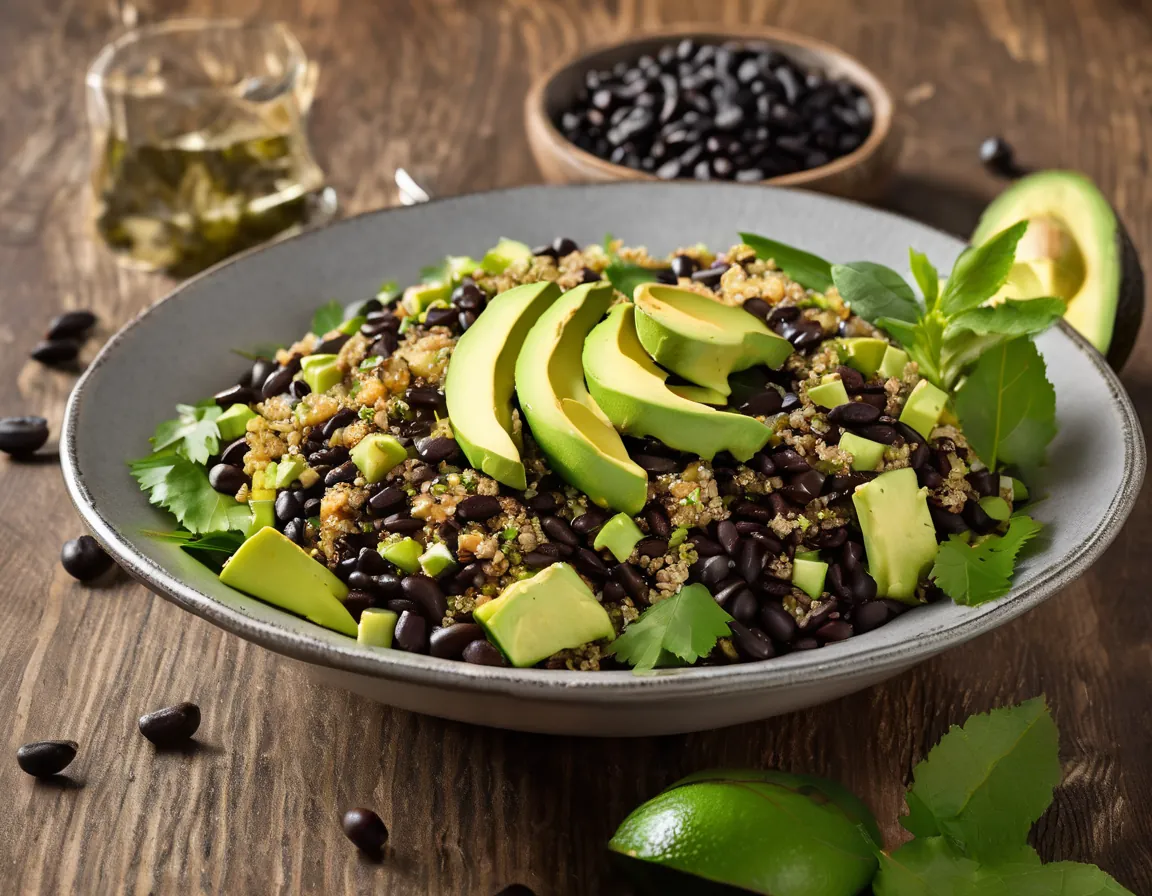 Ensalada de Aguacate con Frijoles Negros y Quinoa