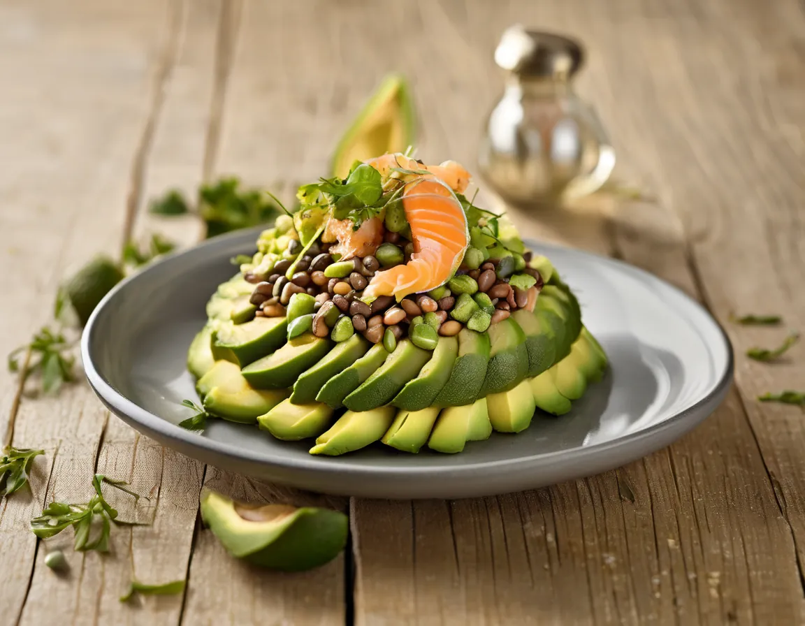 Ensalada de Aguacate con Garbanzos y Salmón a la Plancha