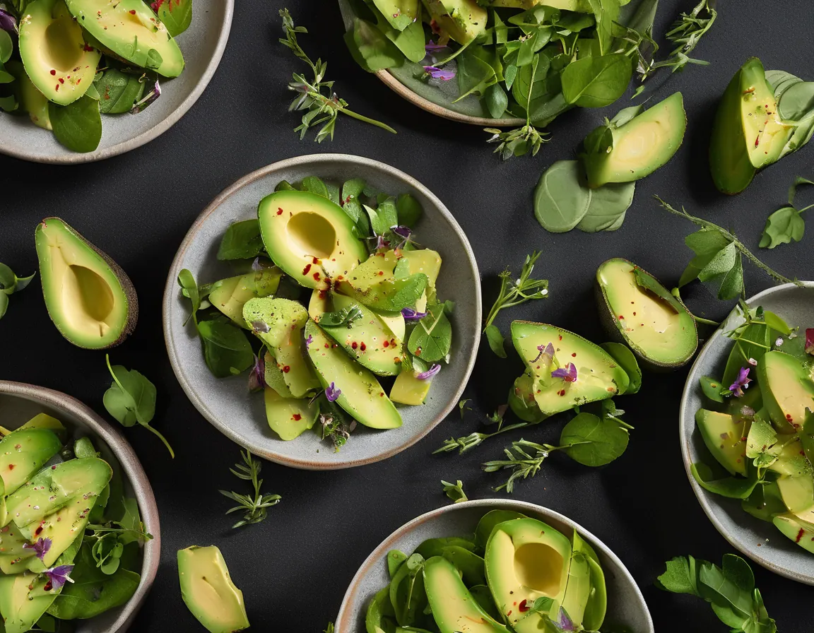 Ensalada de Aguacate con Hierbas Frescas y Vinagreta de Limón
