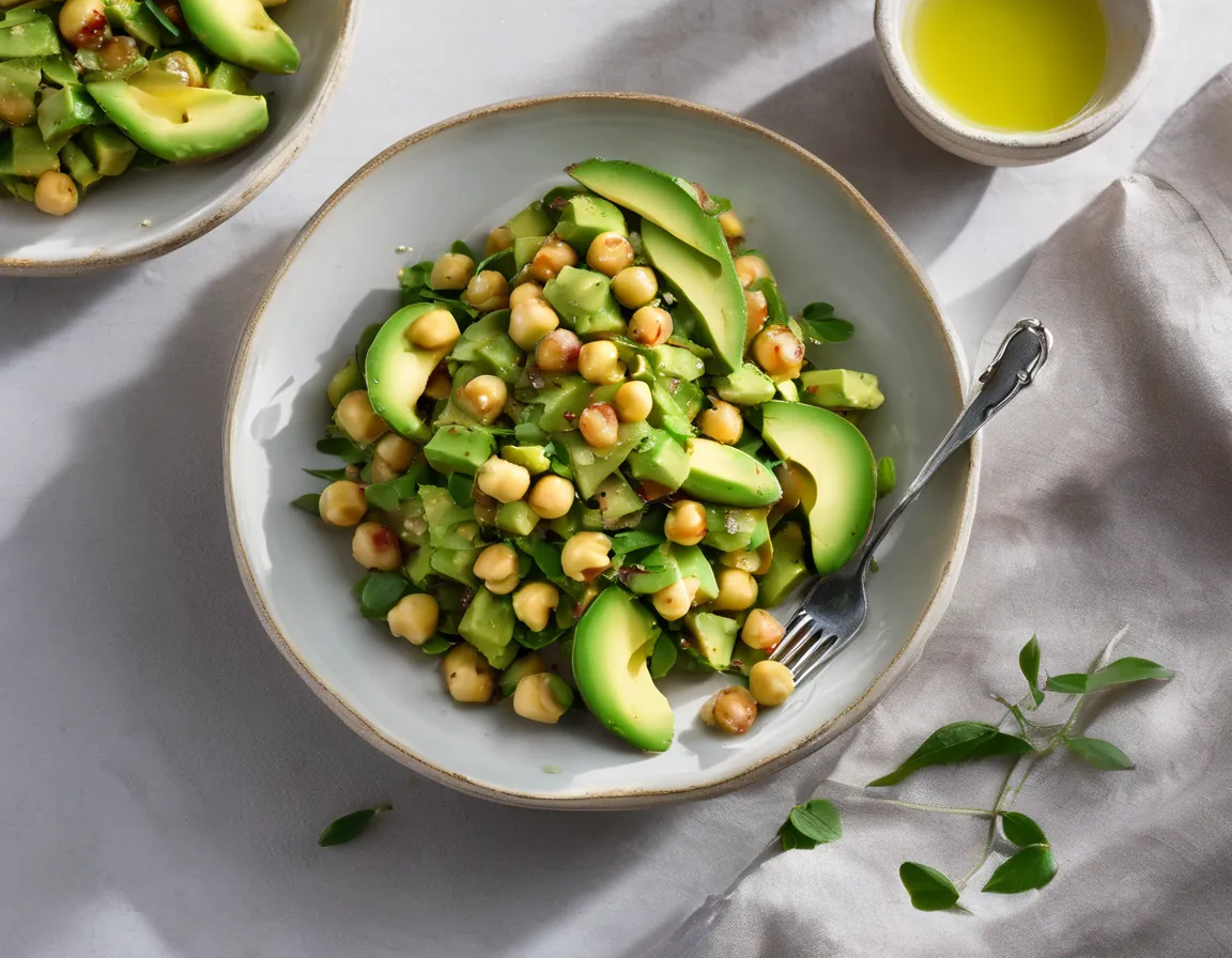 Ensalada de Aguacate y Garbanzos con Salsa de Limón