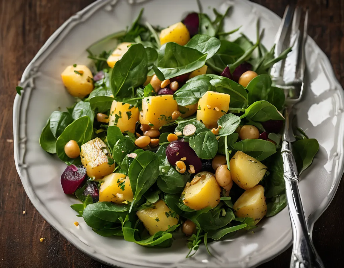 Ensalada de Batata con Garbanzos y Espinacas al Estilo Mediterráneo
