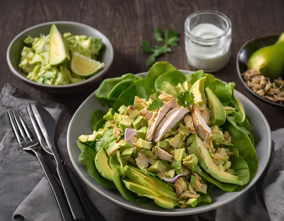 Ensalada de Lechuga con Pollo y Aguacate al Estilo Latino