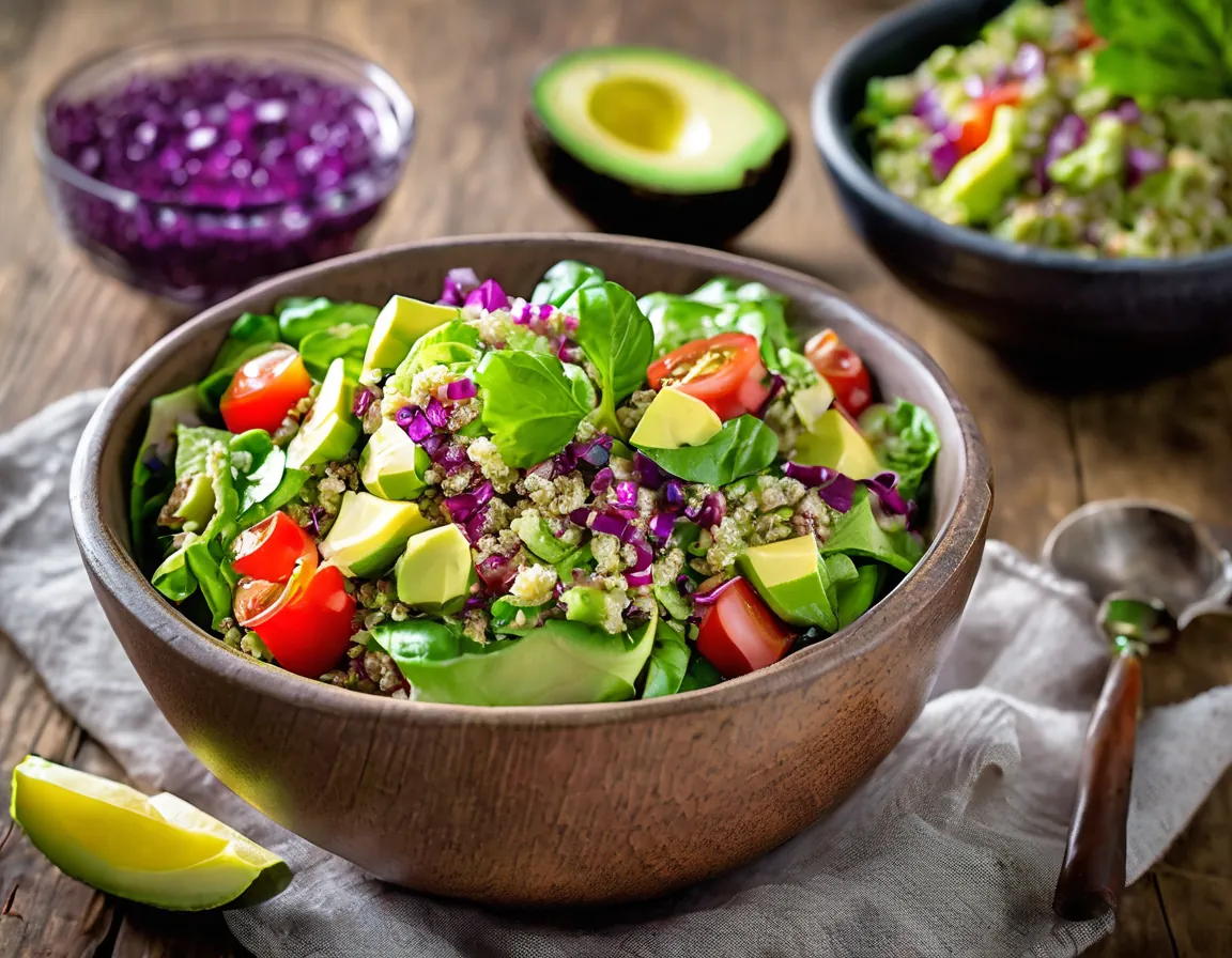 Ensalada de Lechuga Latina con Aguacate y Quinoa