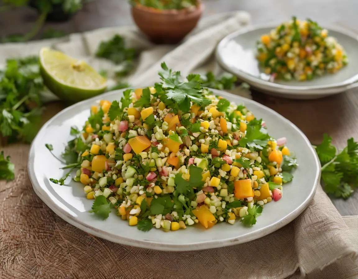 Ensalada de Maíz y Cordero con Aderezo de Lima y Cilantro Adaptado para Resistencia a la Insulina