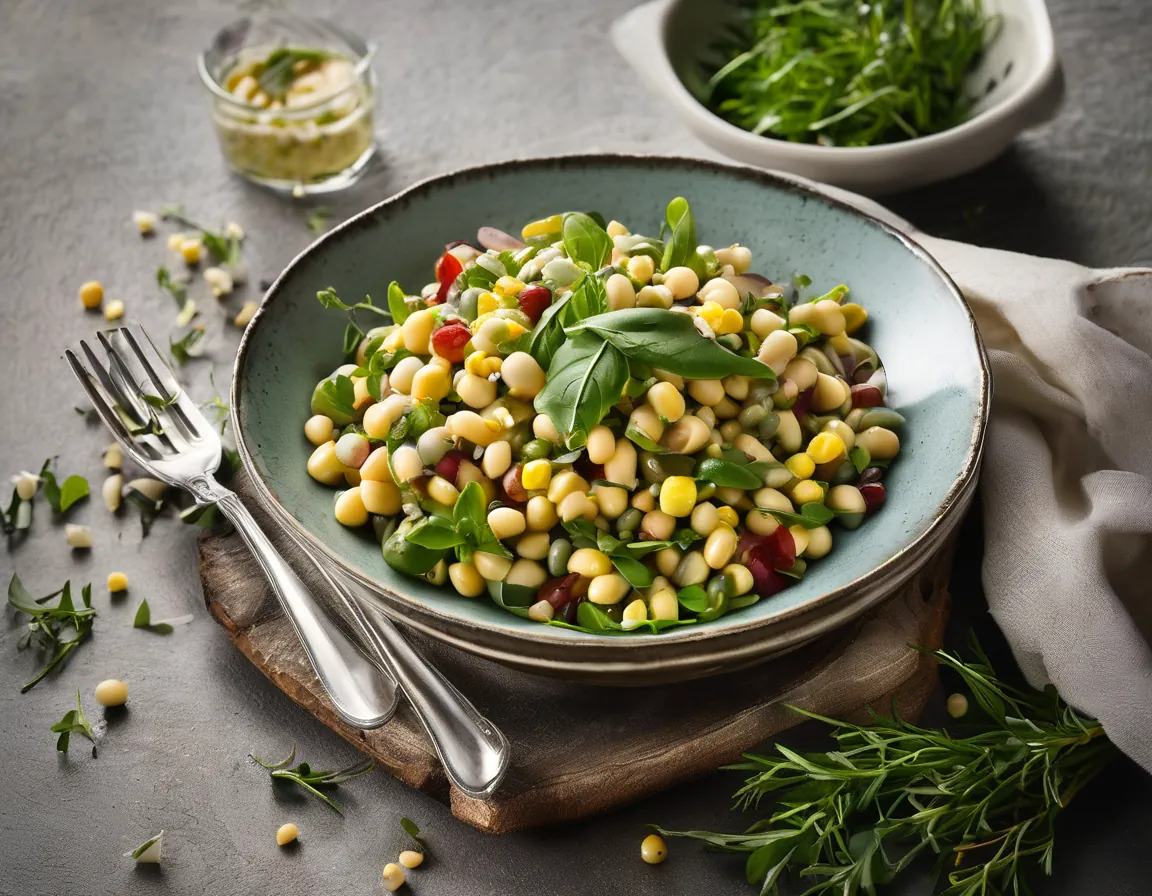 Ensalada de Maíz y Frijoles con Hierbas Frescas