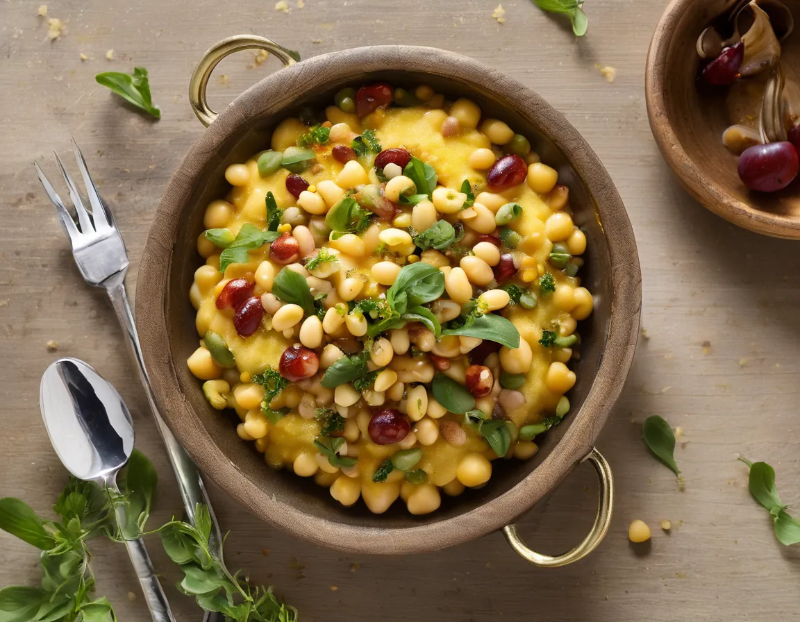 Ensalada de Maíz y Frijoles con Polenta Crujiente