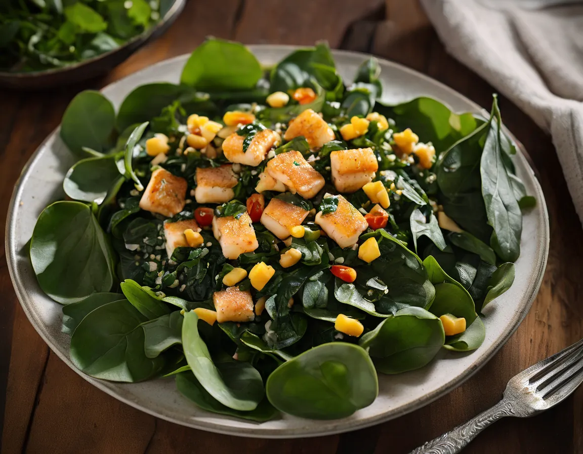 Ensalada de Maíz y Pescado a la Parrilla con Aderezo de Lima Adaptado para Resistencia a la Insulina