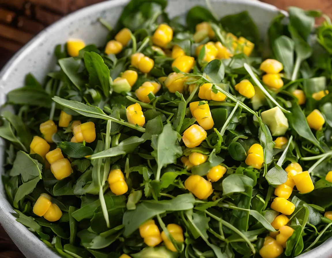 Ensalada de Maíz y Rúcula con Aderezo de Lima Adaptado para Hipercolesterolémia