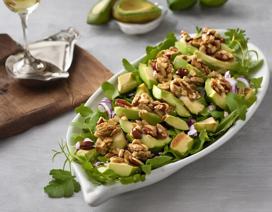 Ensalada de Nueces y Aguacate con Pollo a la Parrilla