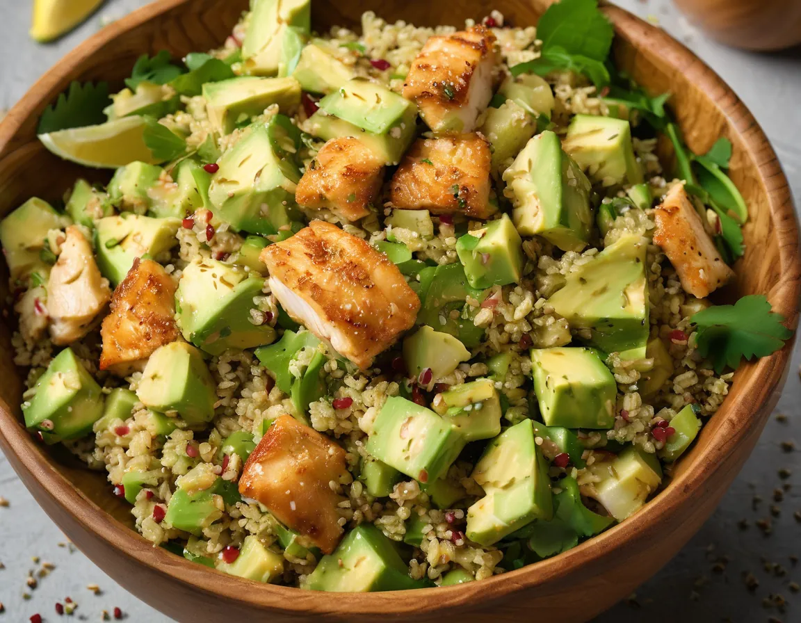 Ensalada de Pollo y Pescado con Quinoa y Aguacate