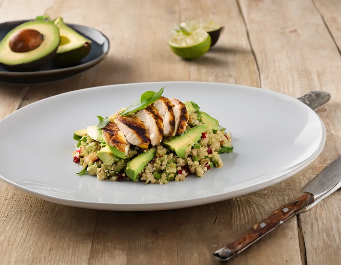 Ensalada de Quinoa con Aguacate y Pollo a la Parrilla