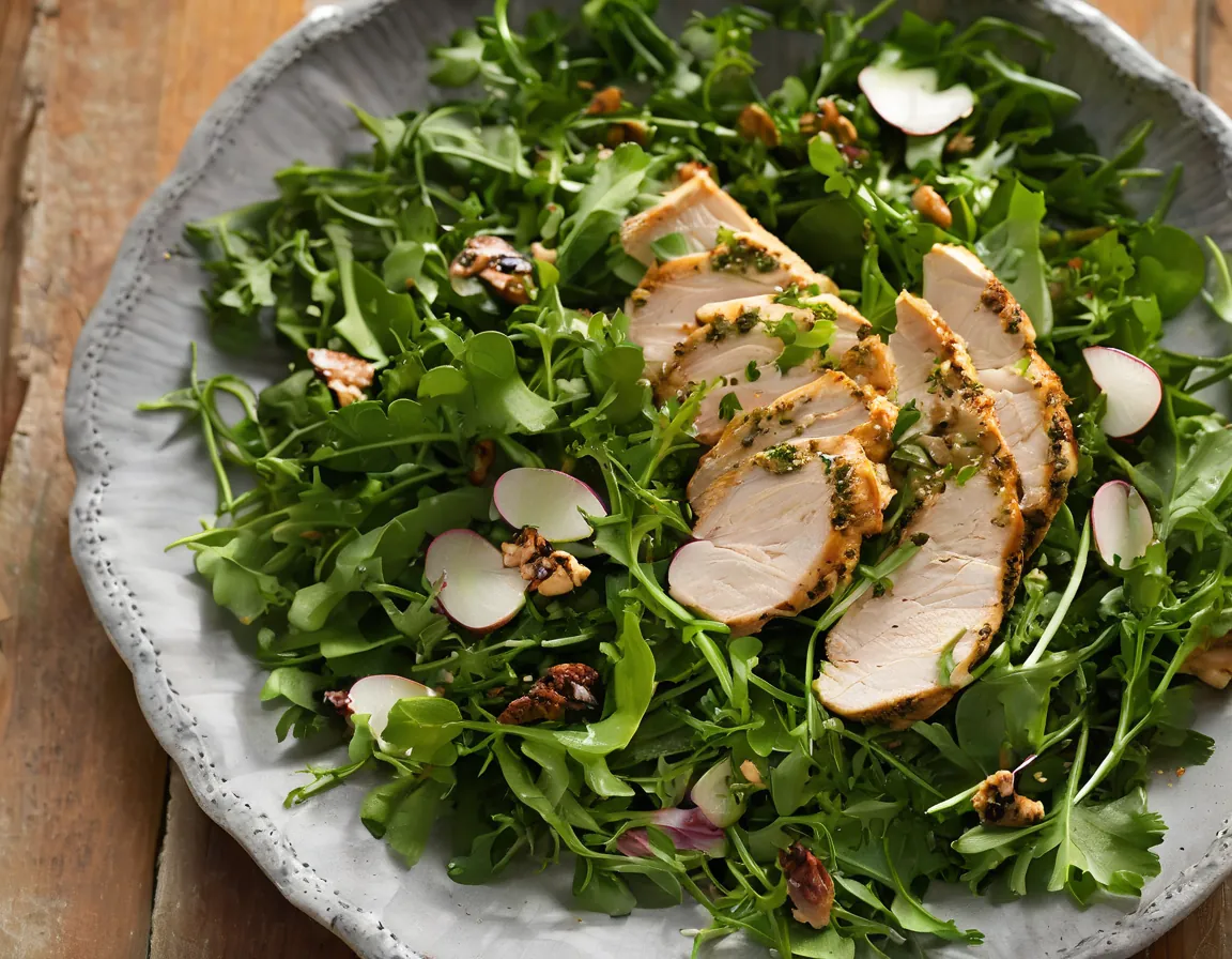 Ensalada de Rúcula con Brócoli y Pollo a la Parrilla con Salsa de Limón