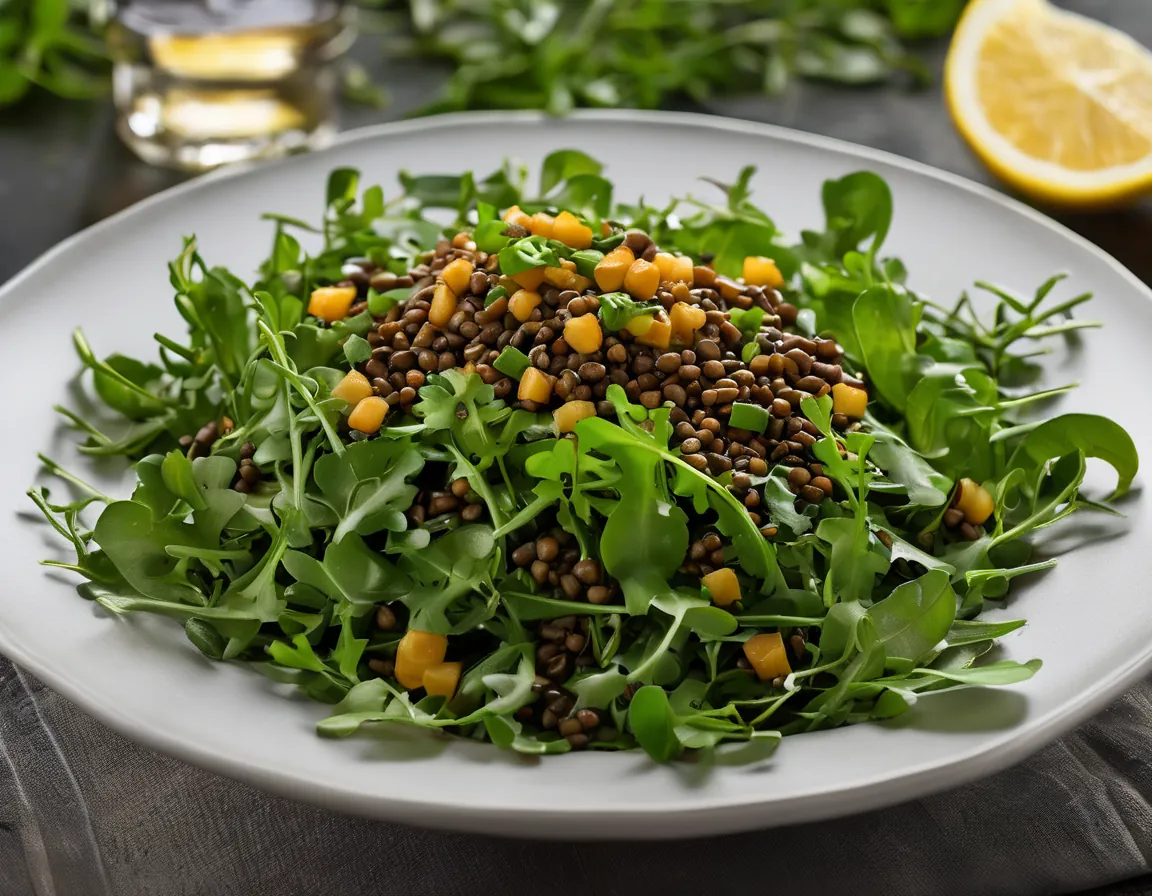Ensalada de Rúcula con Lentejas al Estilo Latino