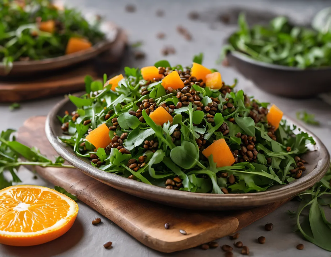 Ensalada de Rúcula con Lentejas al Estilo Latino