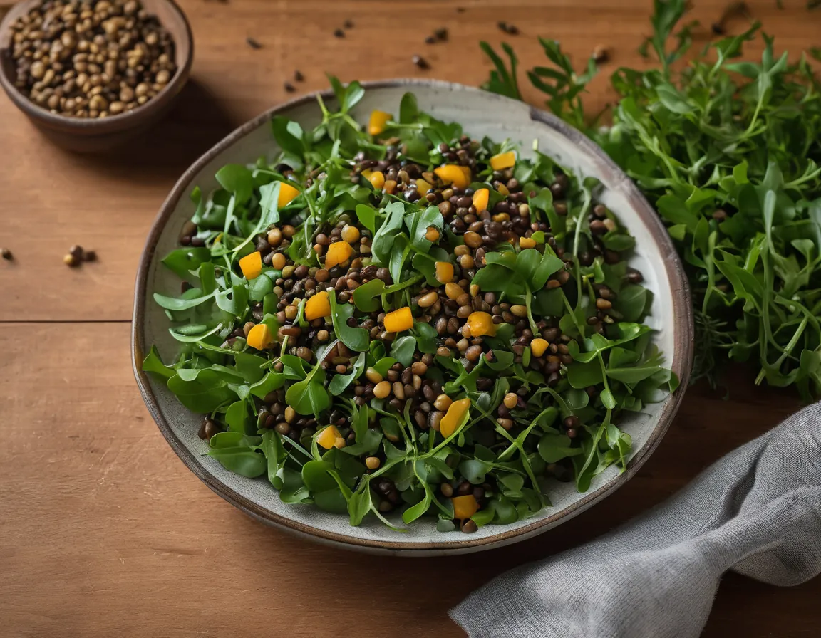 Ensalada de Rúcula con Lentejas al Estilo Latino Adaptado para Resistencia a la Insulina