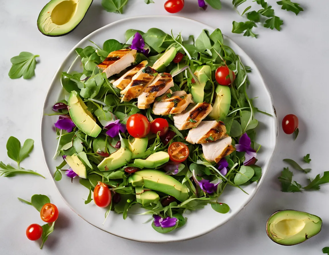 Ensalada de Rúcula con Pollo a la Parrilla y Aguacate