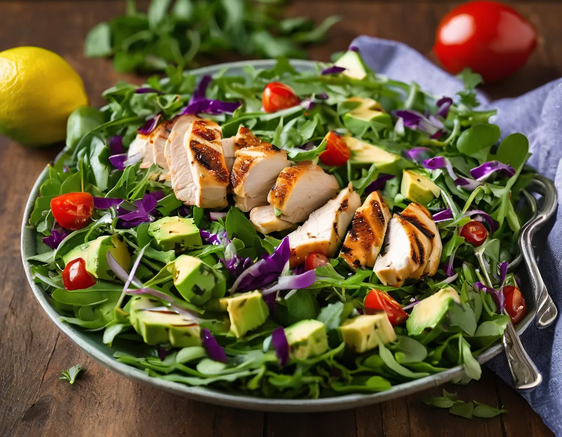 Ensalada de Rúcula con Pollo a la Parrilla y Aguacate