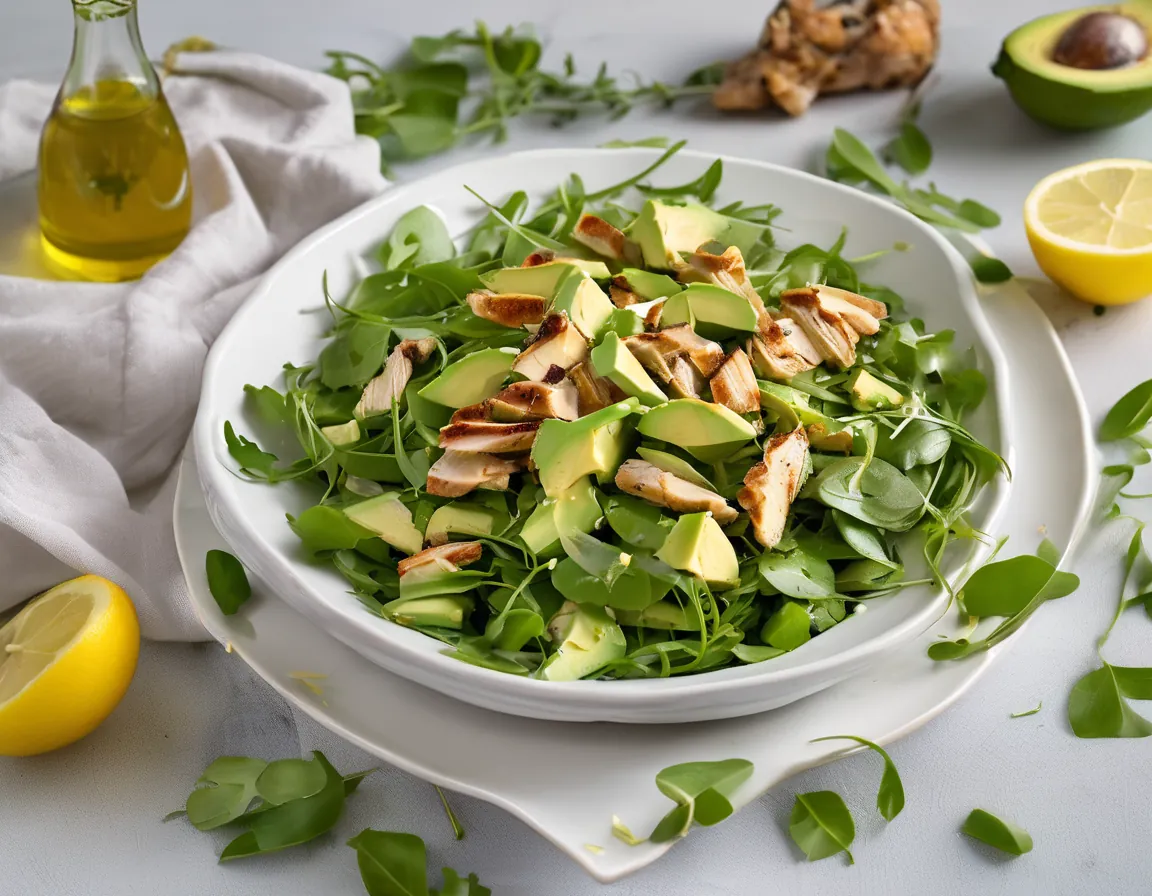 Ensalada de Rúcula con Pollo Asado y Aguacate