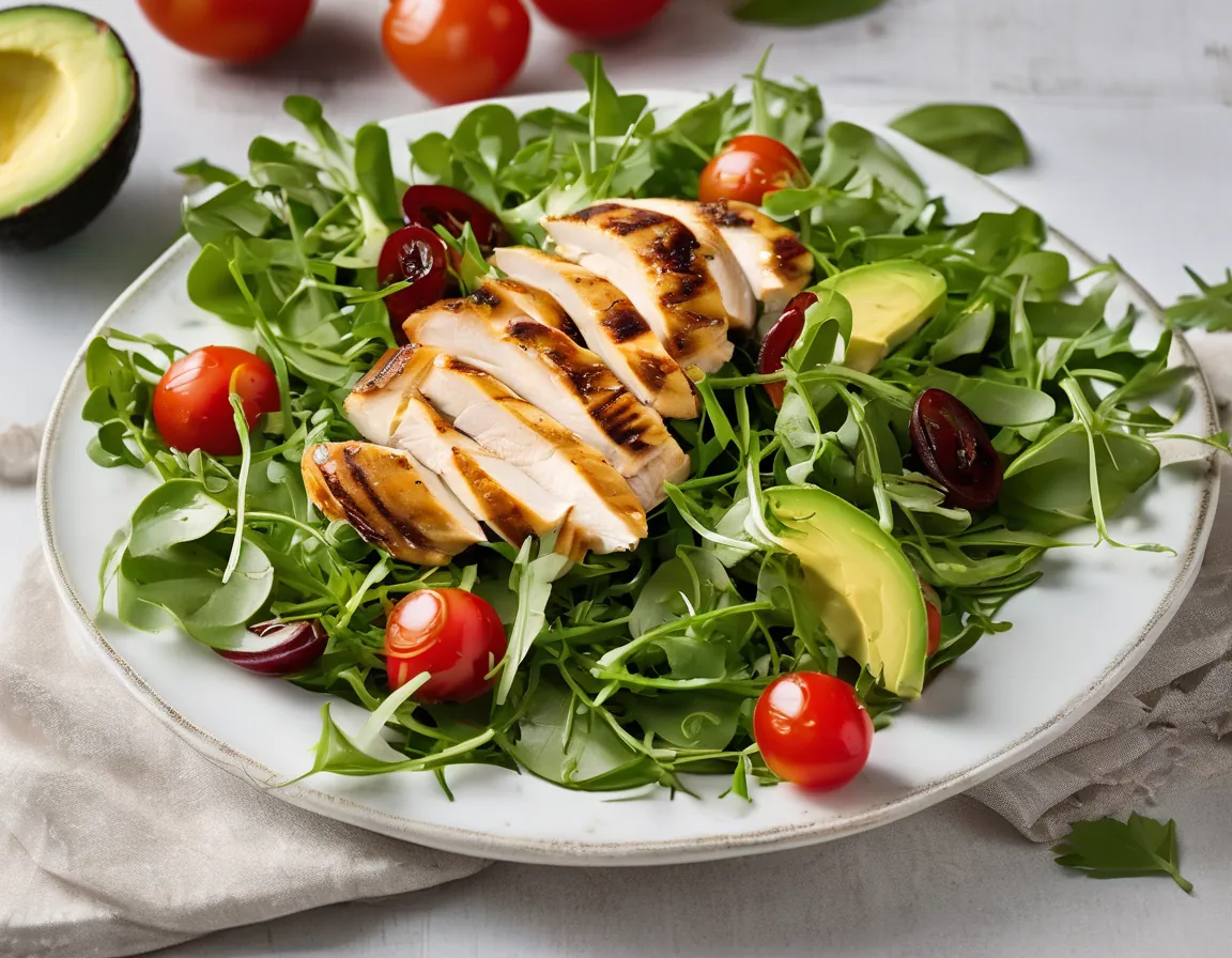 Ensalada de Rúcula con Pollo y Aguacate al Estilo Latino