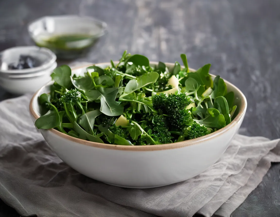Ensalada de Rúcula y Brócoli con Aderezo de Lima y Jengibre