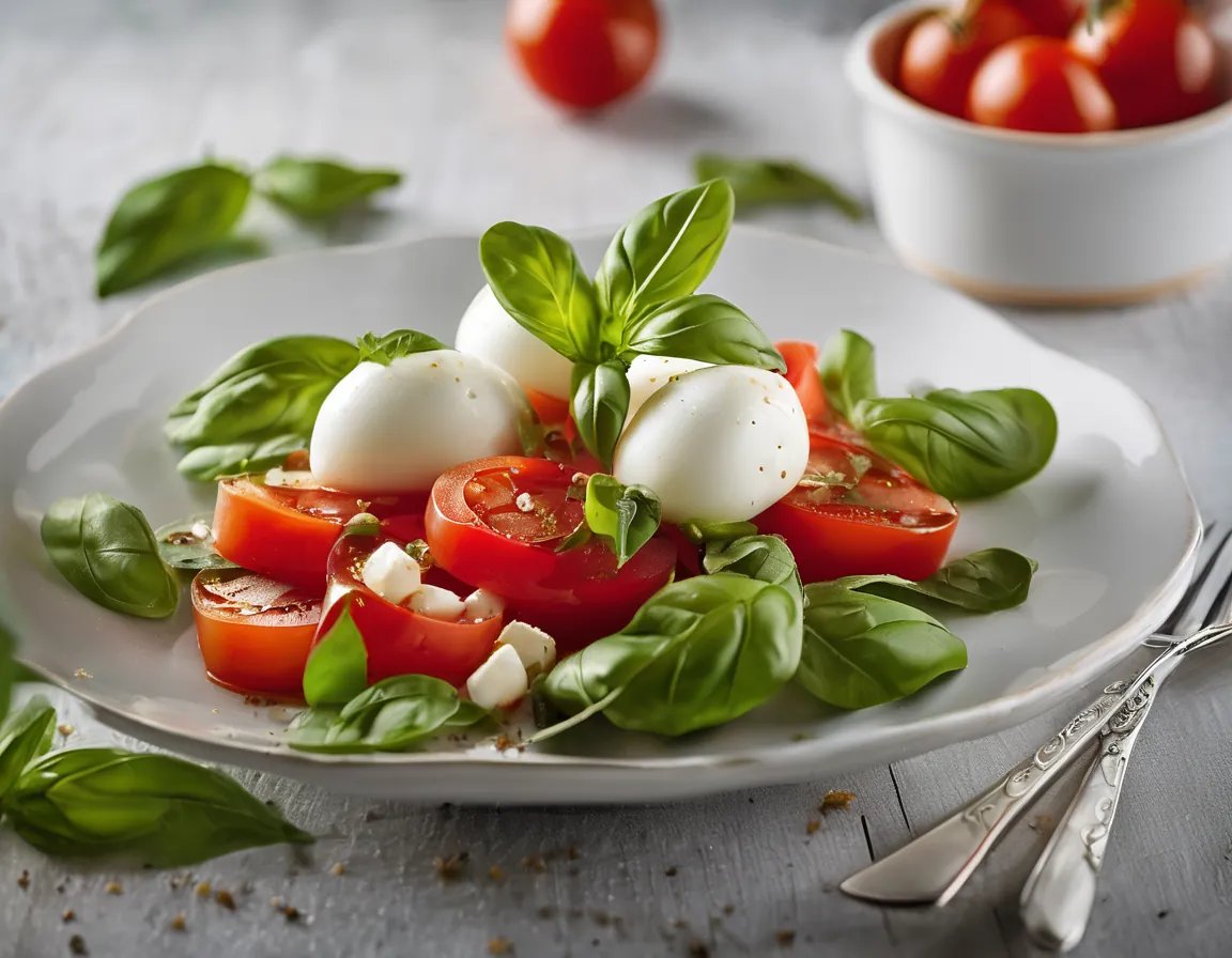 Ensalada de Tomate y Mozzarella con Albahaca Fresca