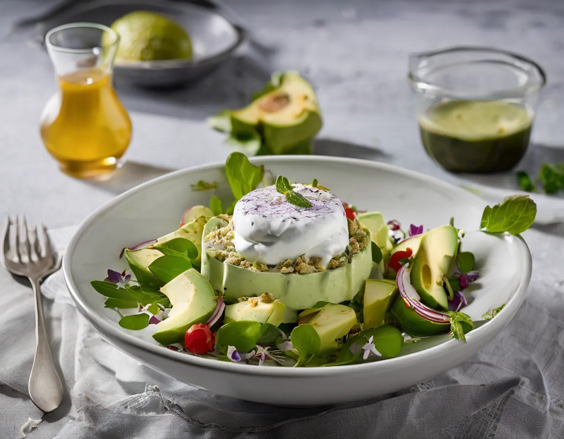 Ensalada Mediterránea con Yogur Griego y Aguacate