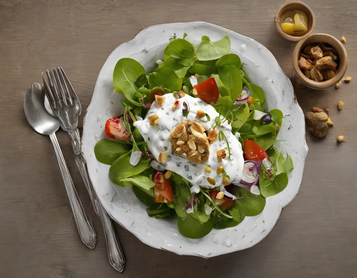Ensalada Mediterránea con Yogur Griego y Pollo