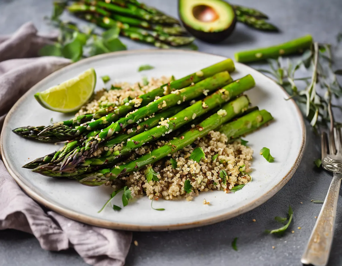 Espárragos a la Parrilla con Quinoa y Aguacate