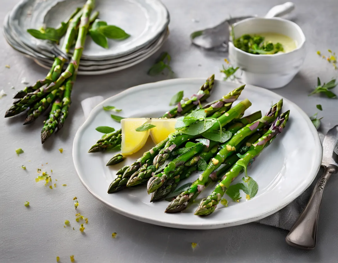 Espárragos a la Parrilla con Salsa de Limón y Menta