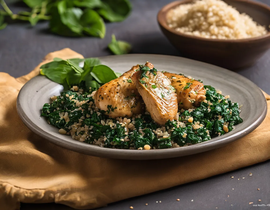 Espinacas Salteadas con Pimientos y Pollo al Estilo Mediterráneo