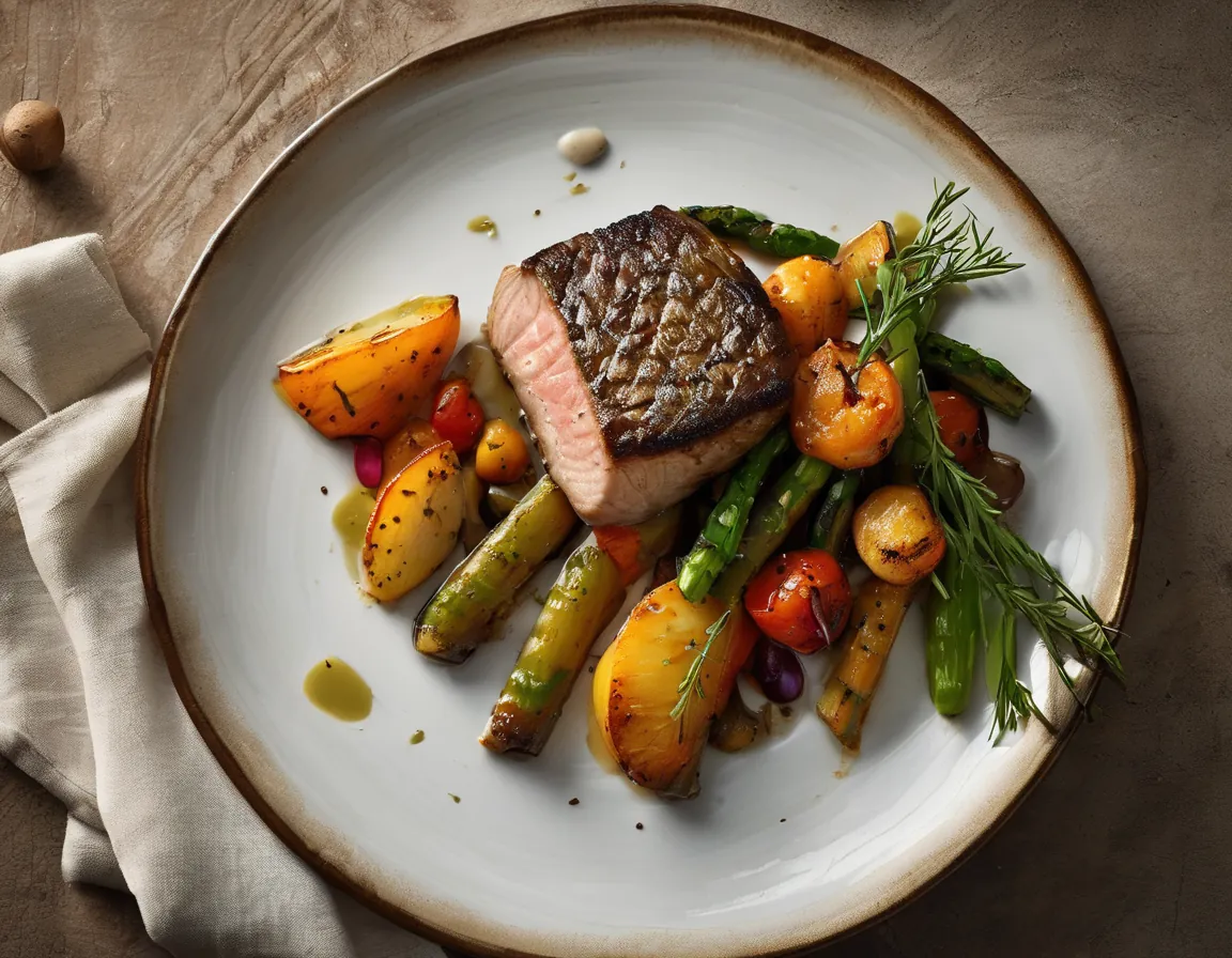 Filete de Pescado Canadiense con Verduras Asadas