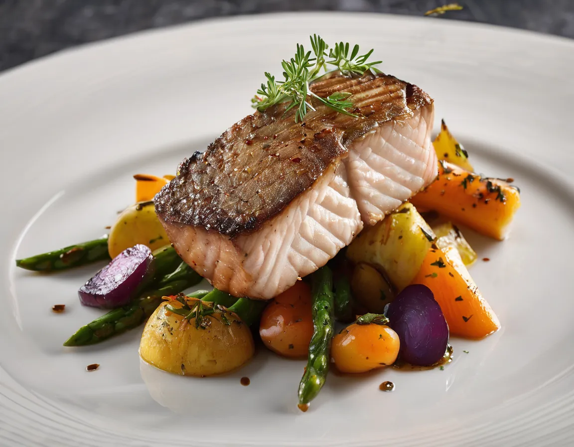 Filete de Pescador Canadiense con Verduras Asadas